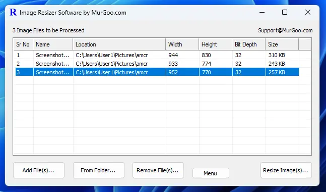 Screenshot of Image Resizer Software captured on Windows 11 Computer